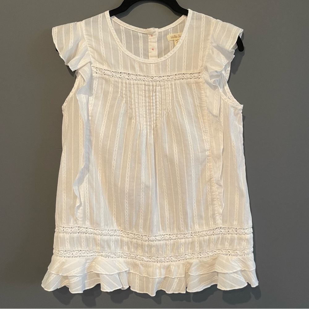 Matilda Jane White Morning Dew Ruffle Top Size Small